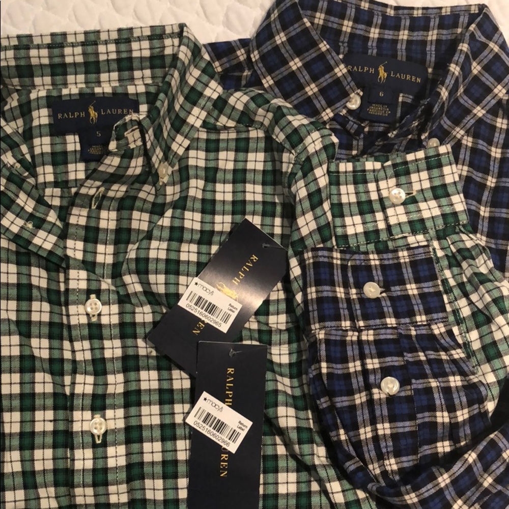 Two button down Ralph Lauren shirts, sizes 5 and 6